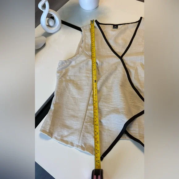 SHEIN Curve 0XL Linen-Look 2-Piece Set - Asymmetrical Wrap Vest & Wide-Leg Pants - Picture 9 of 14